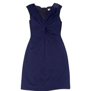 Amy Matto Women Navy Sheath Cocktail Dress Twist Front Sleeveless, Size 8